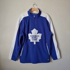 NHL Toronto Maple Leafs 3/4 Zip Up Fleece Sweatshirt Jacket Vintage Size Large